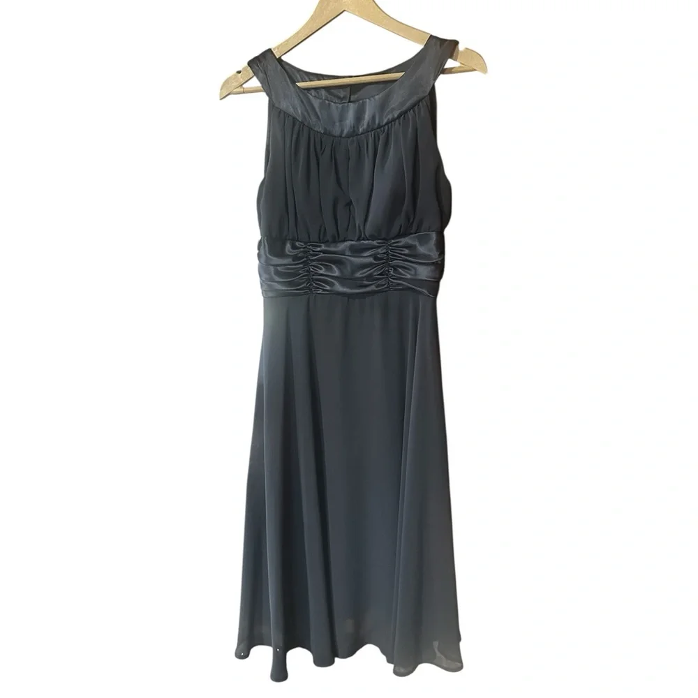Connected Apparel Midi Formal Sleeveless A-Line Dress Off Black Size 10 P - Picture 2 of 9
